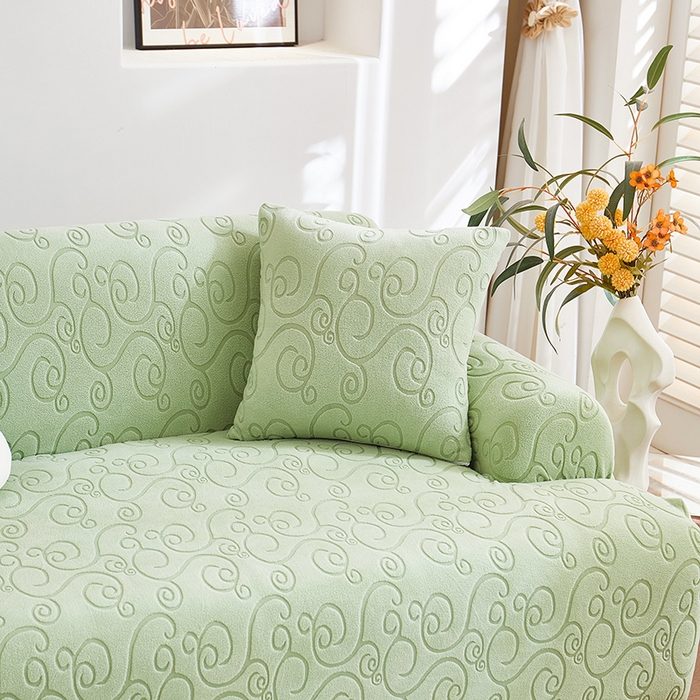 91家纺网 家纺一手货源 找家纺 （总）丝绮鹿 2025新款雕花绒沙发套年华（直排松紧款）