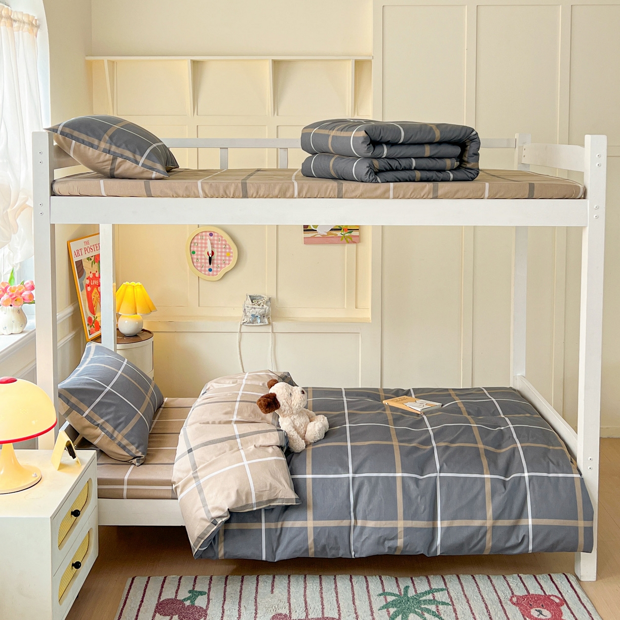 91家纺网 家纺一手货源 找家纺 西引力 2025新款全棉印花学生宿舍三件套四件套 格调人生