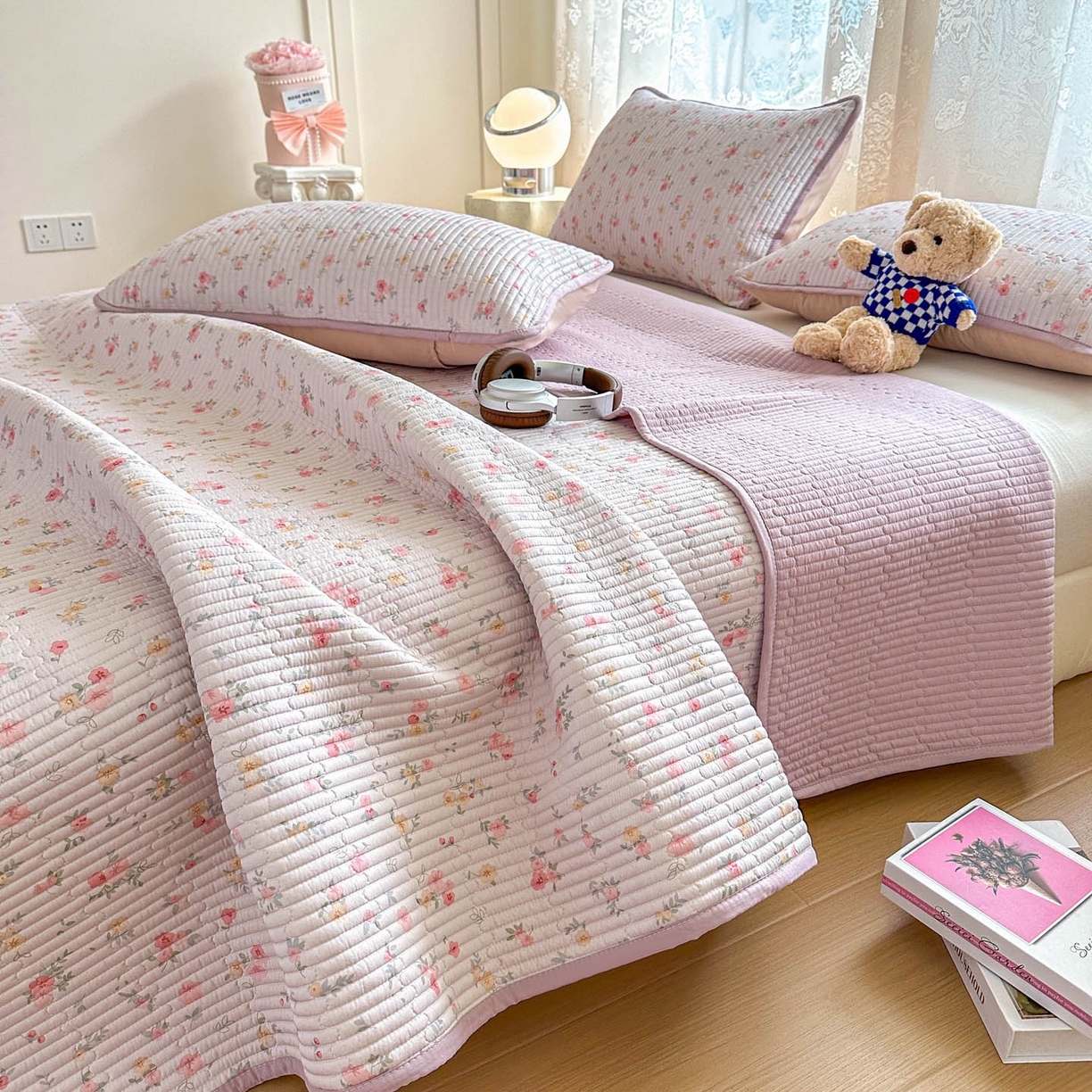 91家纺网 家纺一手货源 找家纺 （总）恒尚居 2025新款莫代尔天丝夏季床盖印花夹棉床单三件套床褥垫-系列一