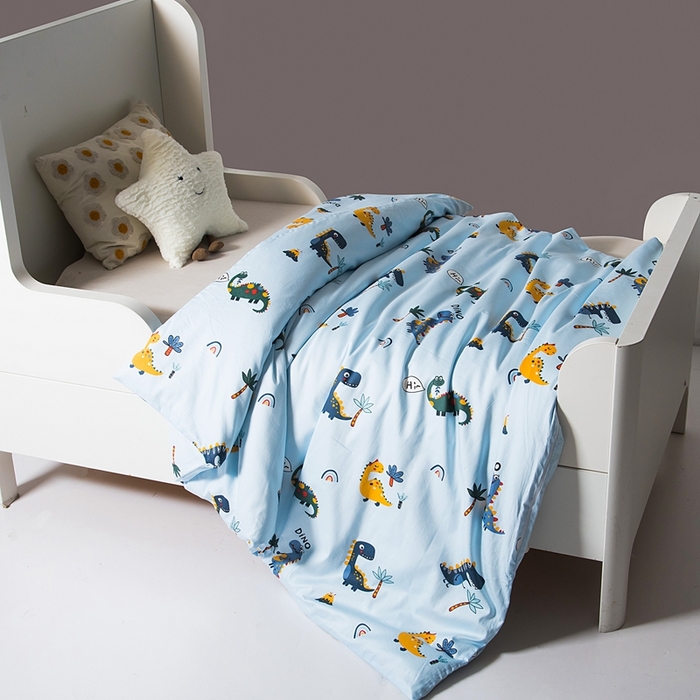 91家纺网 家纺一手货源 找家纺 鑫田家纺 婴幼儿蚕丝被100%桑蚕丝长丝全棉卡通幼儿园被芯夏被春秋被冬被  恐龙联盟