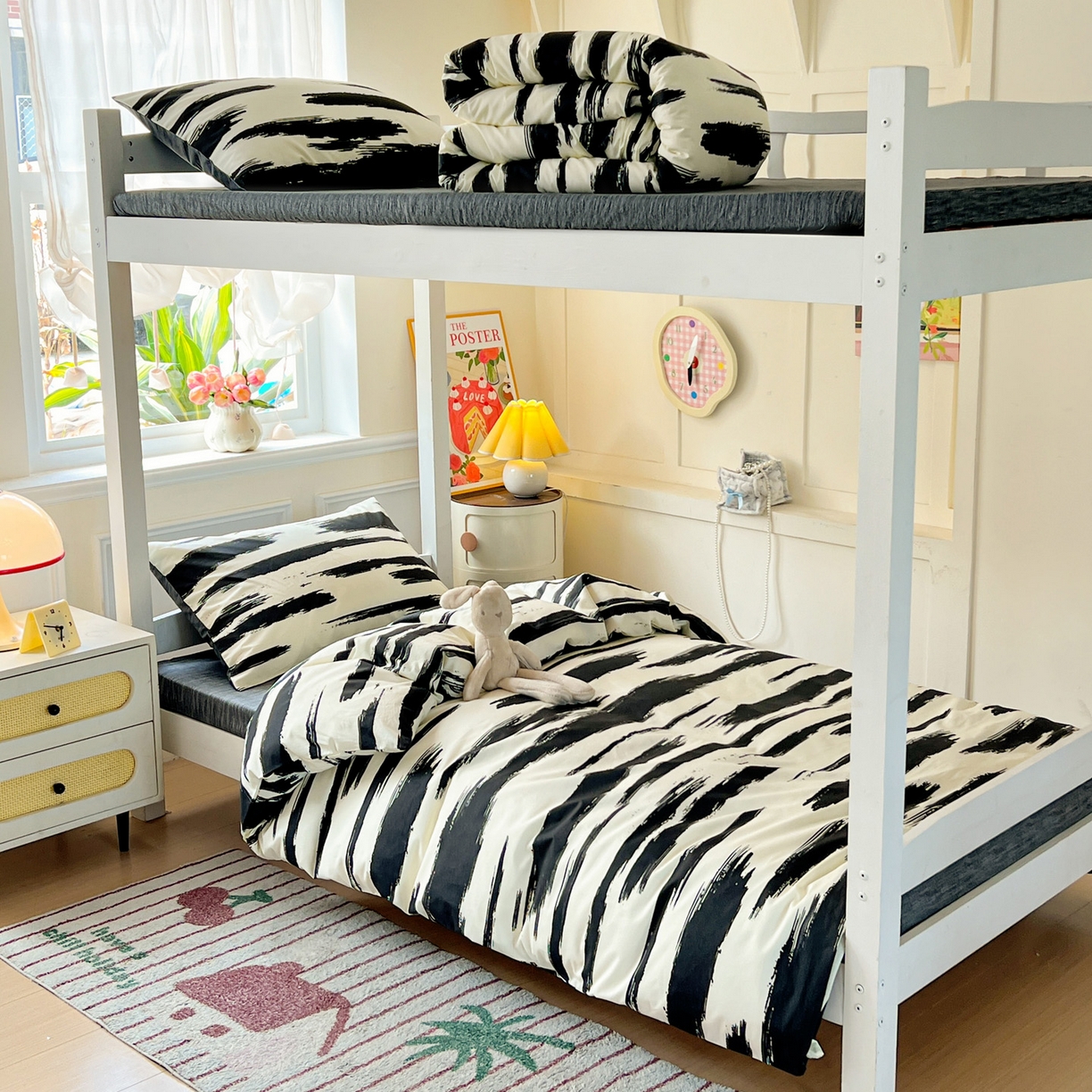 91家纺网 家纺一手货源 找家纺 西引力 2025新款全棉印花学生宿舍三件套四件套 云端