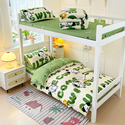 91家纺网 家纺一手货源 找家纺 （总）西引力 2025新款全棉印花学生宿舍三件套四件套