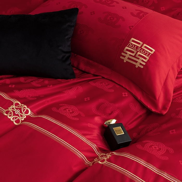 91家纺网 家纺一手货源 找家纺 卓缦家纺 2025新款提花刺绣婚庆四件套 永恒