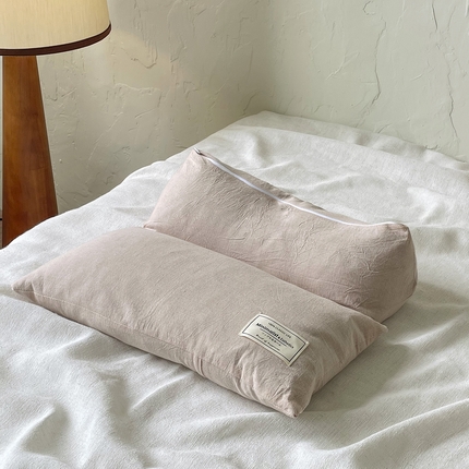 番茄+ 2025新款三角牵引组合枕棉麻荞麦枕 粉色