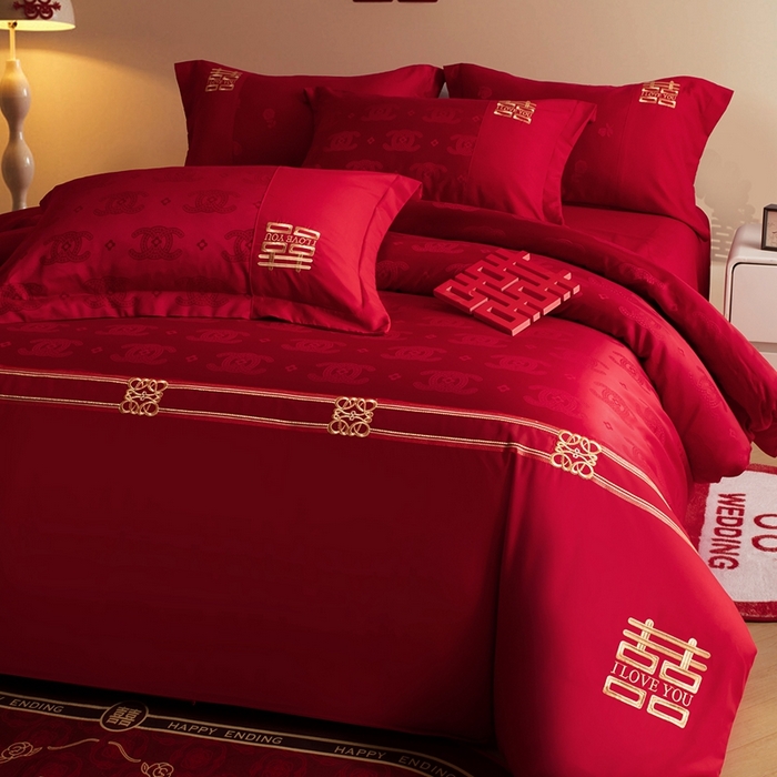 91家纺网 家纺一手货源 找家纺 卓缦家纺 2025新款提花刺绣婚庆四件套 永恒