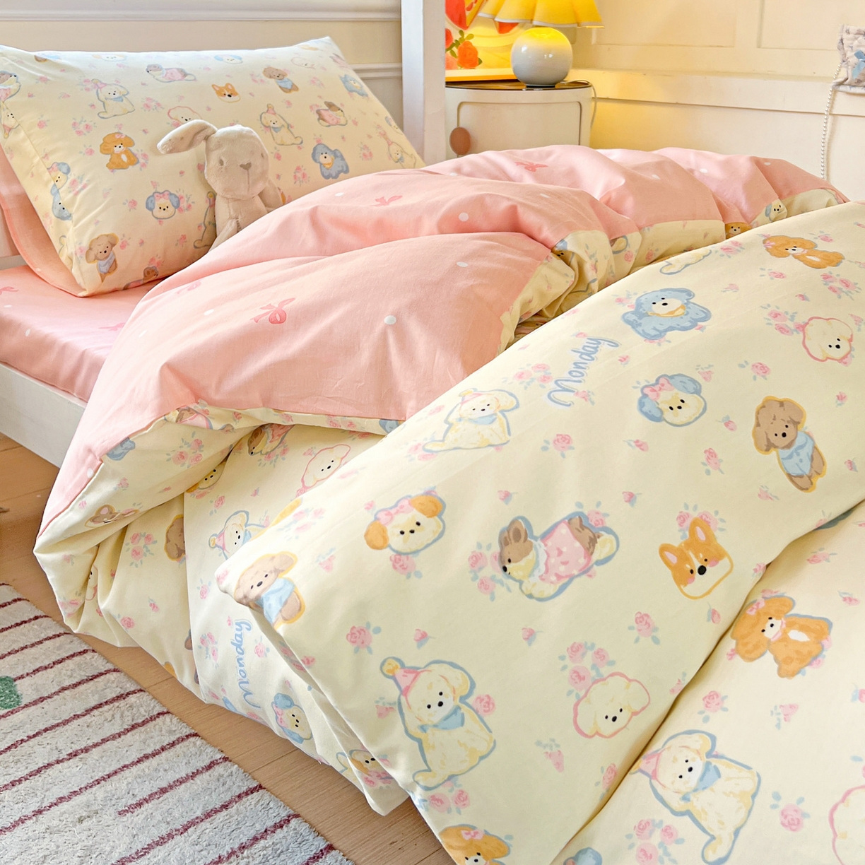 91家纺网 家纺一手货源 找家纺 （总）西引力 2025新款全棉印花学生宿舍三件套四件套