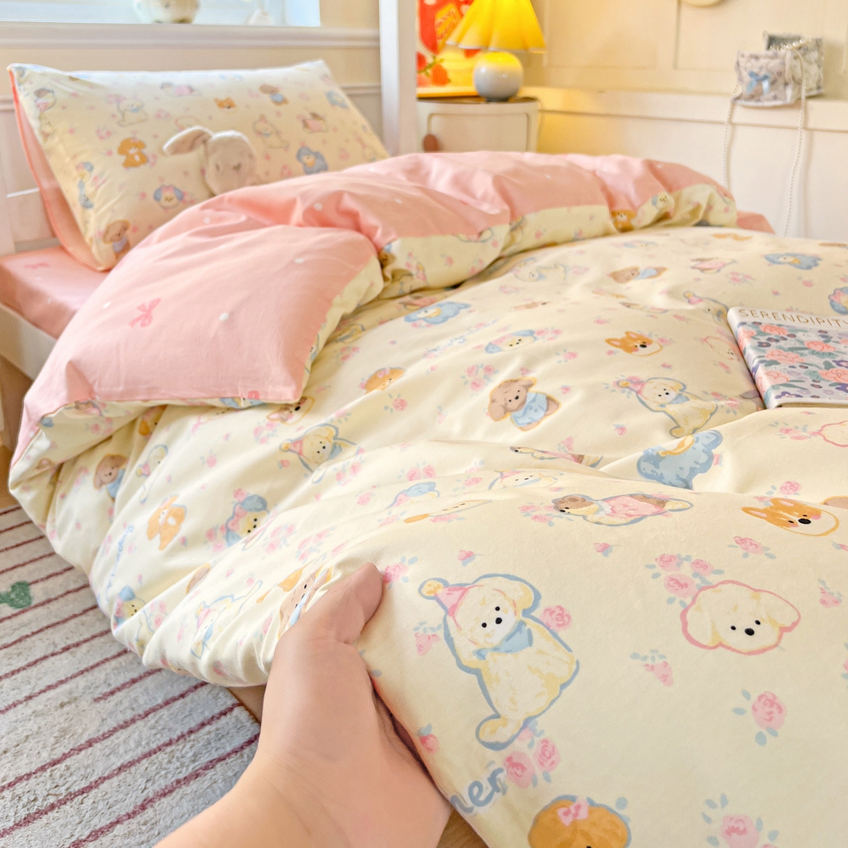 91家纺网 家纺一手货源 找家纺 （总）西引力 2025新款全棉印花学生宿舍三件套四件套