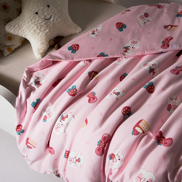 91家纺网 家纺一手货源 找家纺 鑫田家纺 婴幼儿蚕丝被100%桑蚕丝长丝全棉卡通幼儿园被芯夏被春秋被冬被  兔兔公主