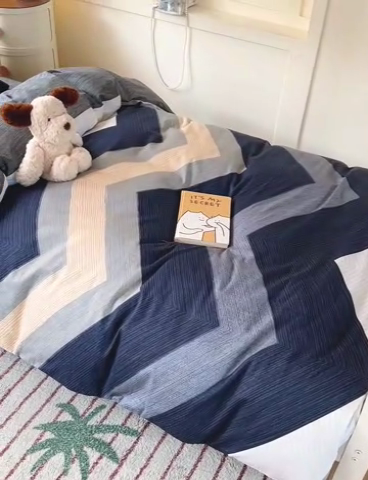 91家纺网 家纺一手货源 找家纺 西引力 2025新款全棉印花学生宿舍三件套四件套 文森特