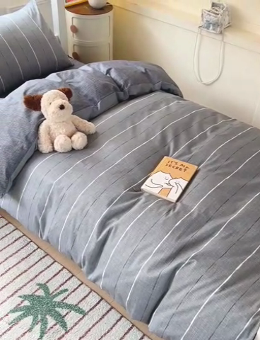 91家纺网 家纺一手货源 找家纺 西引力 2025新款全棉印花学生宿舍三件套四件套 布鲁斯