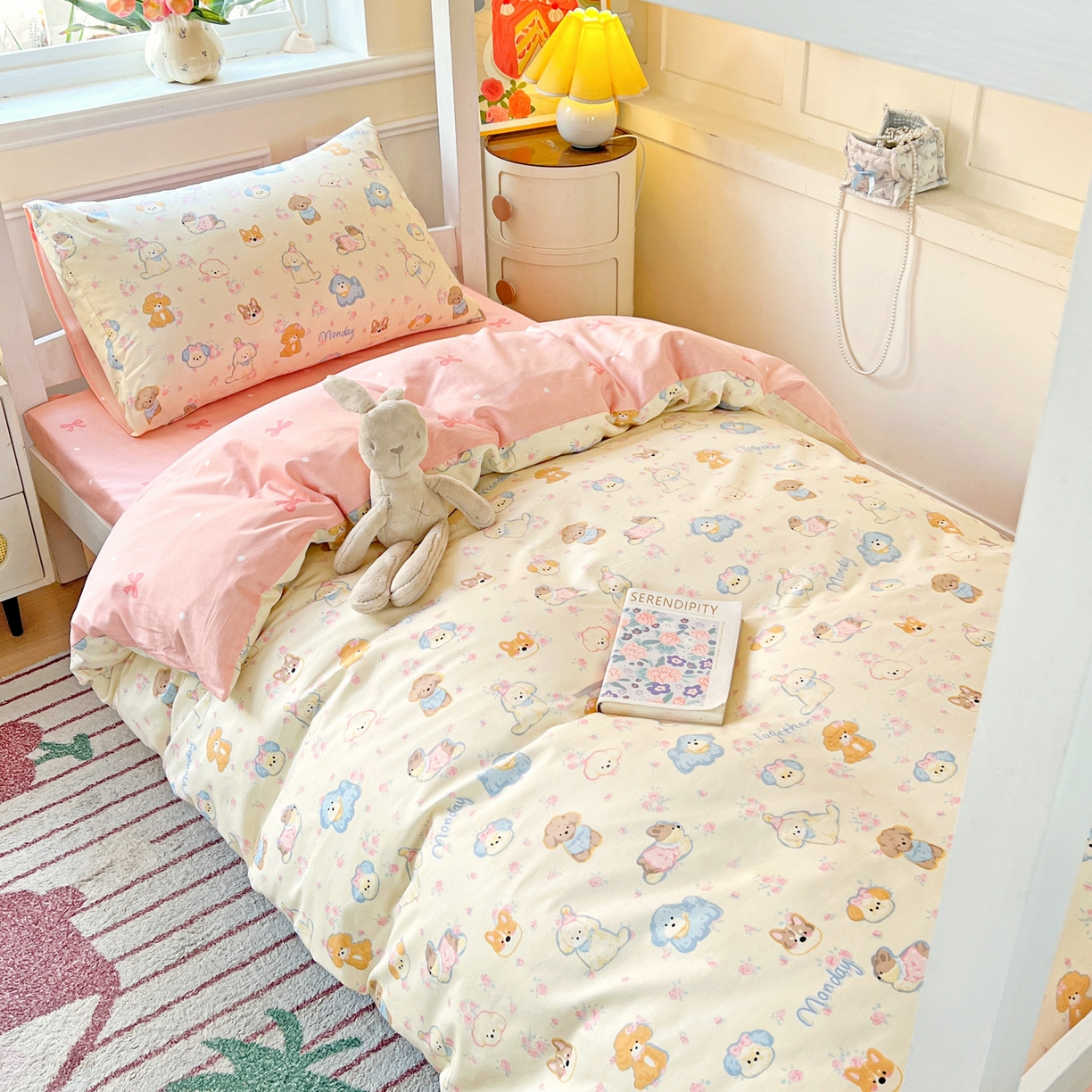 91家纺网 家纺一手货源 找家纺 （总）西引力 2025新款全棉印花学生宿舍三件套四件套