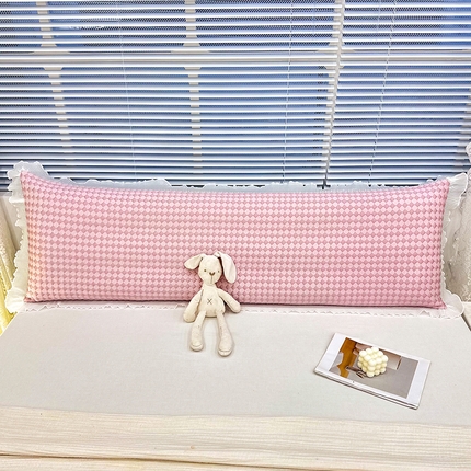 芯宜佳 2025年新款冰豆豆花边双人长枕套 小菱形-粉