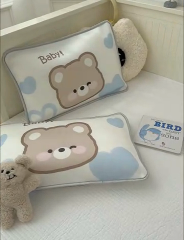91家纺网 家纺一手货源 找家纺 丽美人家纺 2025新款儿童冰丝枕套 可可熊