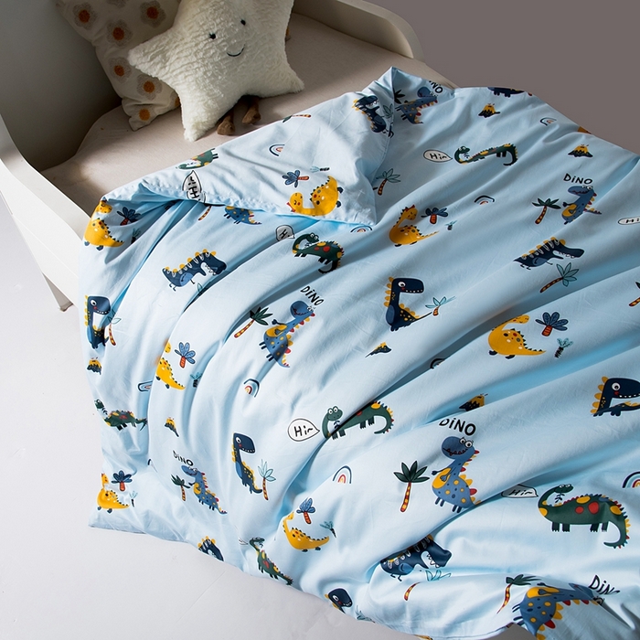 91家纺网 家纺一手货源 找家纺 鑫田家纺 婴幼儿蚕丝被100%桑蚕丝长丝全棉卡通幼儿园被芯夏被春秋被冬被  恐龙联盟