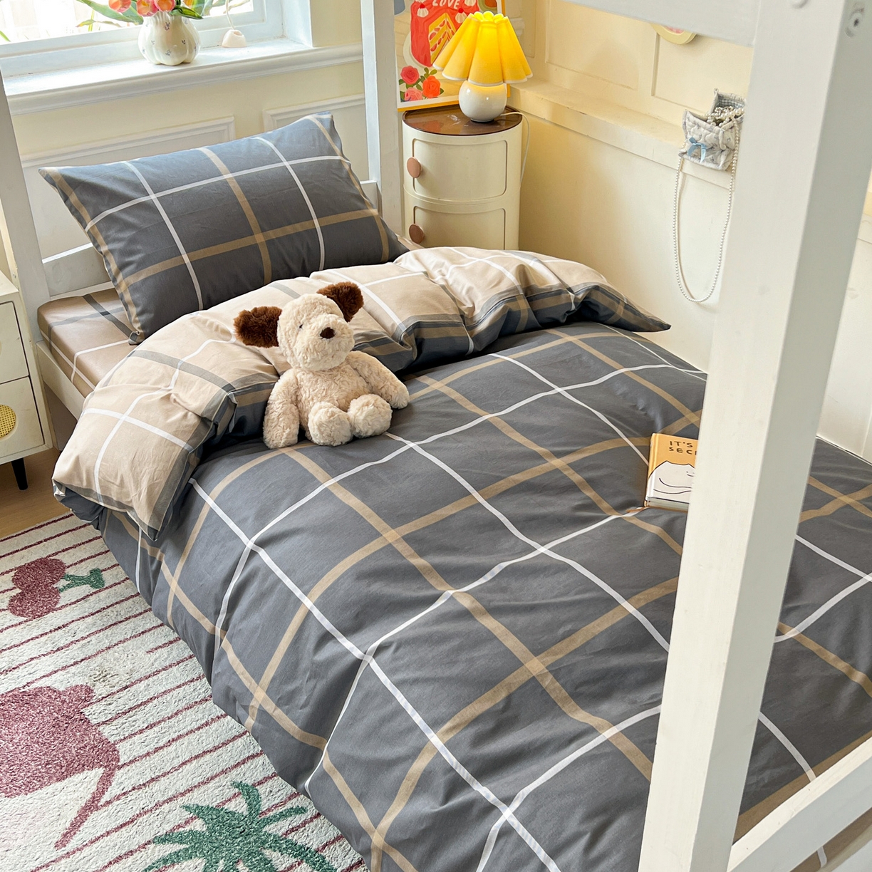 91家纺网 家纺一手货源 找家纺 西引力 2025新款全棉印花学生宿舍三件套四件套 格调人生