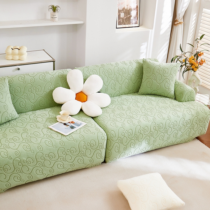 91家纺网 家纺一手货源 找家纺 （总）丝绮鹿 2025新款雕花绒沙发套年华（直排松紧款）