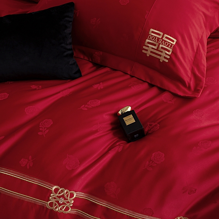 91家纺网 家纺一手货源 找家纺 （总）卓缦家纺 2025新款提花刺绣婚庆四件套（控价50+）