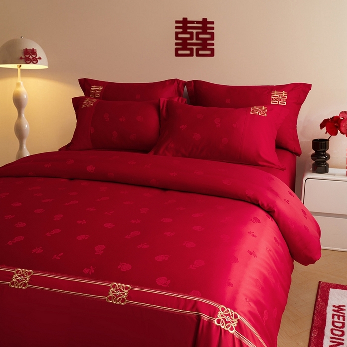 91家纺网 家纺一手货源 找家纺 （总）卓缦家纺 2025新款提花刺绣婚庆四件套（控价50+）