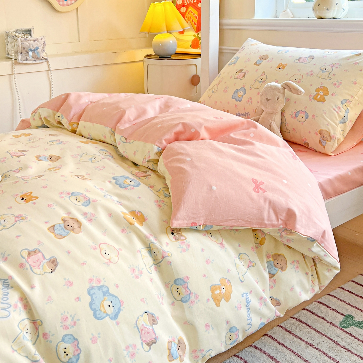 91家纺网 家纺一手货源 找家纺 （总）西引力 2025新款全棉印花学生宿舍三件套四件套