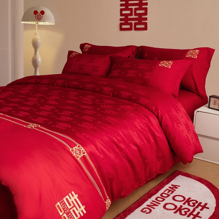 91家纺网 家纺一手货源 找家纺 卓缦家纺 2025新款提花刺绣婚庆四件套 永恒