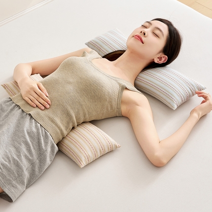 乐可 2025新款荞麦壳3D腰枕 3D条纹腰枕L55061卡其