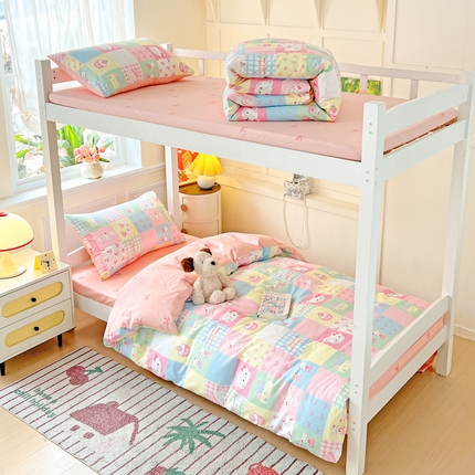 西引力 2025新款全棉印花学生宿舍三件套四件套 可爱喵喵