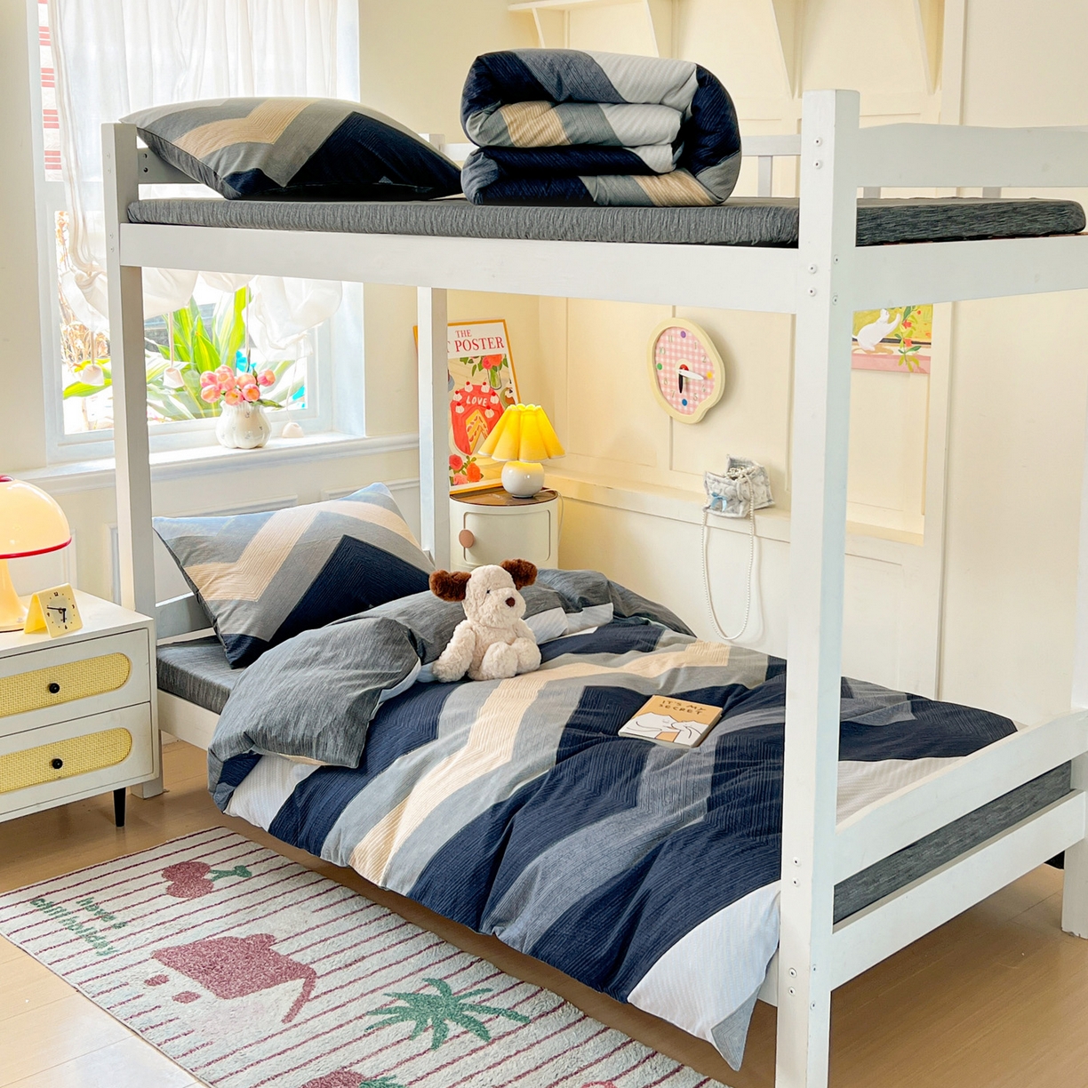 91家纺网 家纺一手货源 找家纺 西引力 2025新款全棉印花学生宿舍三件套四件套 文森特