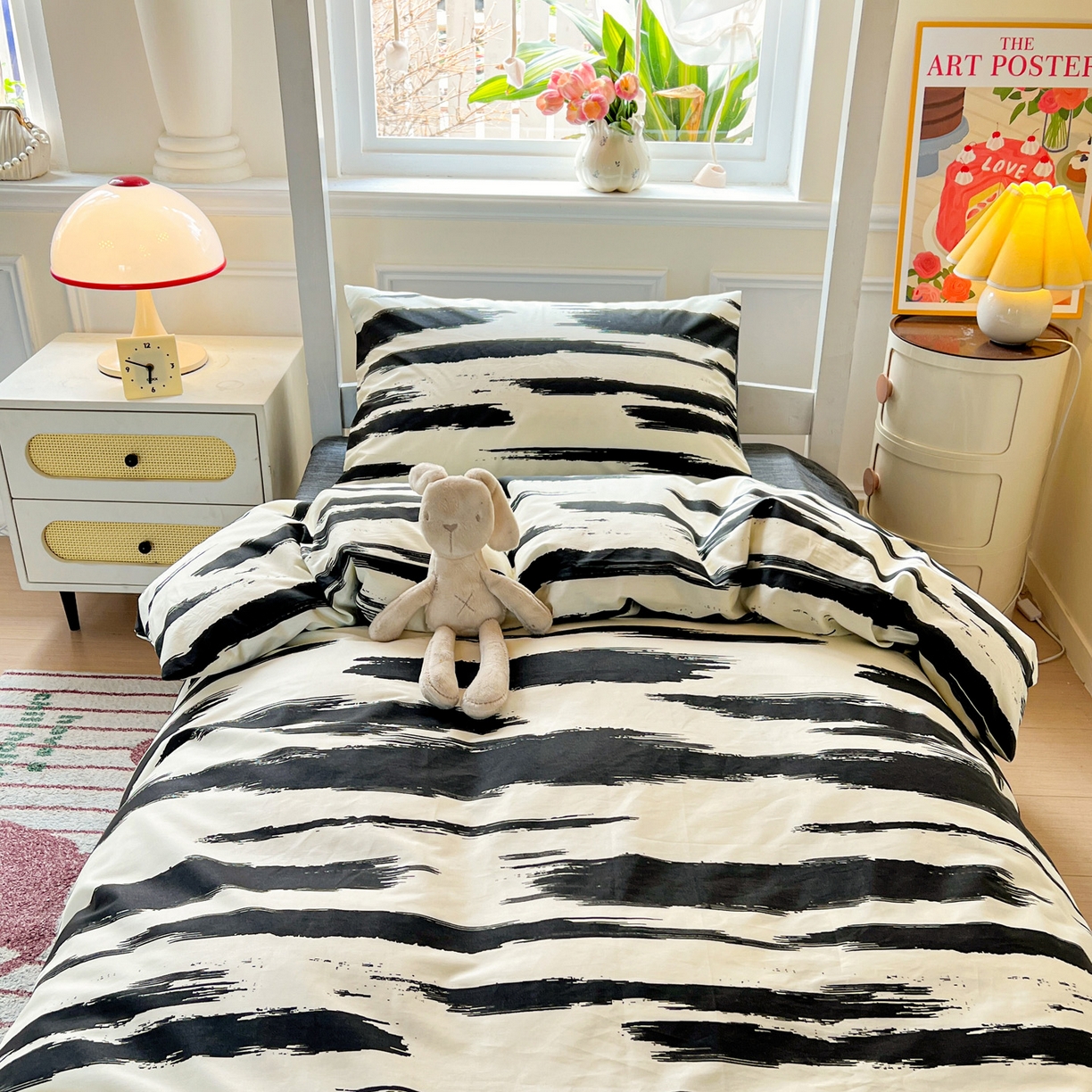 91家纺网 家纺一手货源 找家纺 西引力 2025新款全棉印花学生宿舍三件套四件套 云端