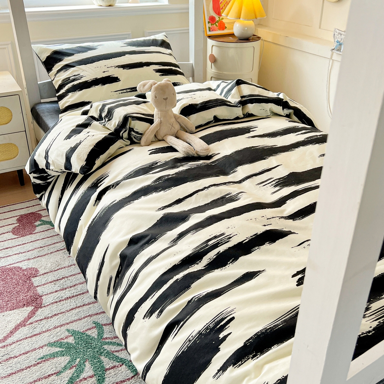 91家纺网 家纺一手货源 找家纺 西引力 2025新款全棉印花学生宿舍三件套四件套 云端