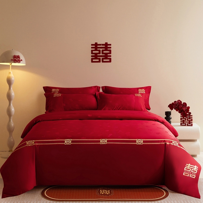 91家纺网 家纺一手货源 找家纺 （总）卓缦家纺 2025新款提花刺绣婚庆四件套（控价50+）