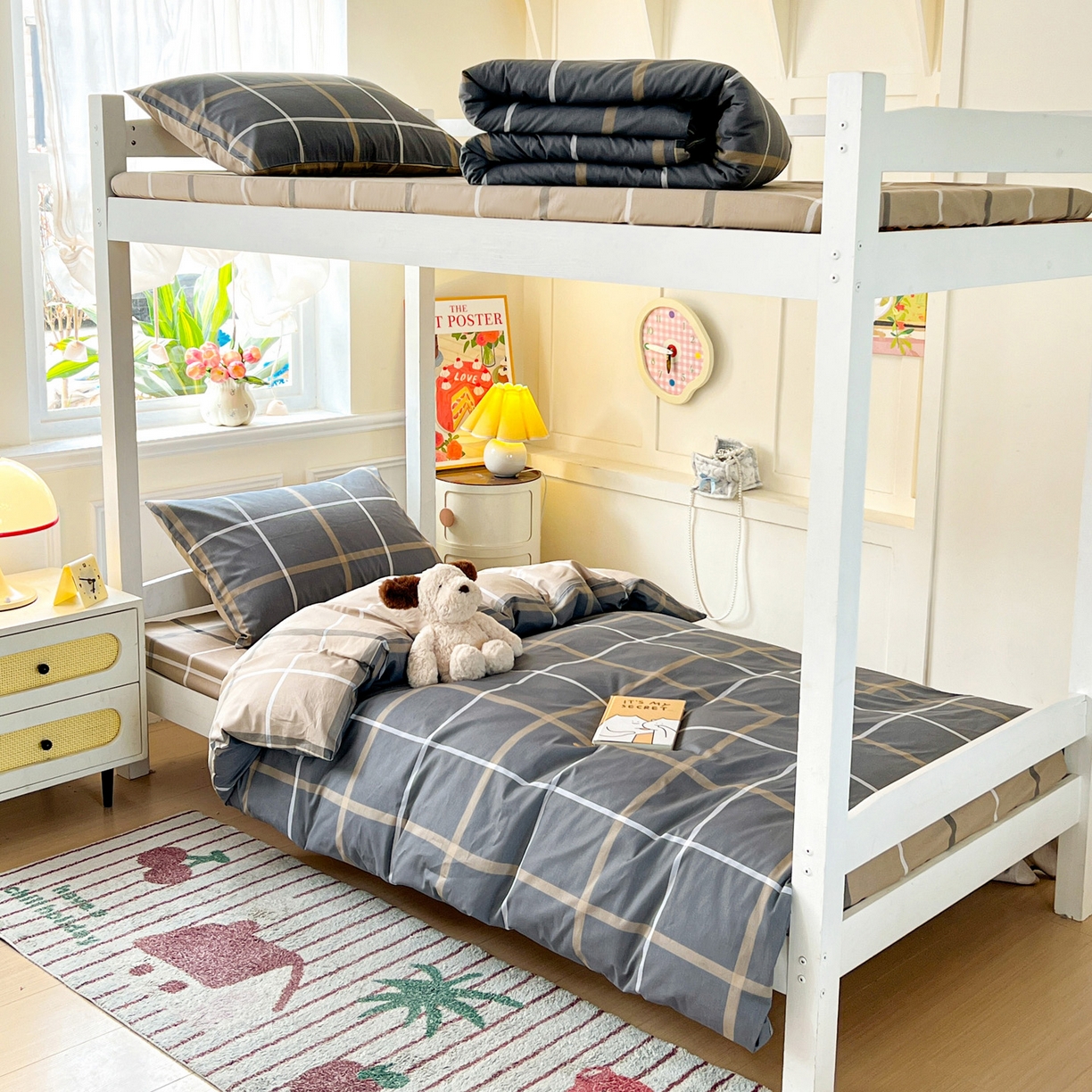 91家纺网 家纺一手货源 找家纺 西引力 2025新款全棉印花学生宿舍三件套四件套 格调人生