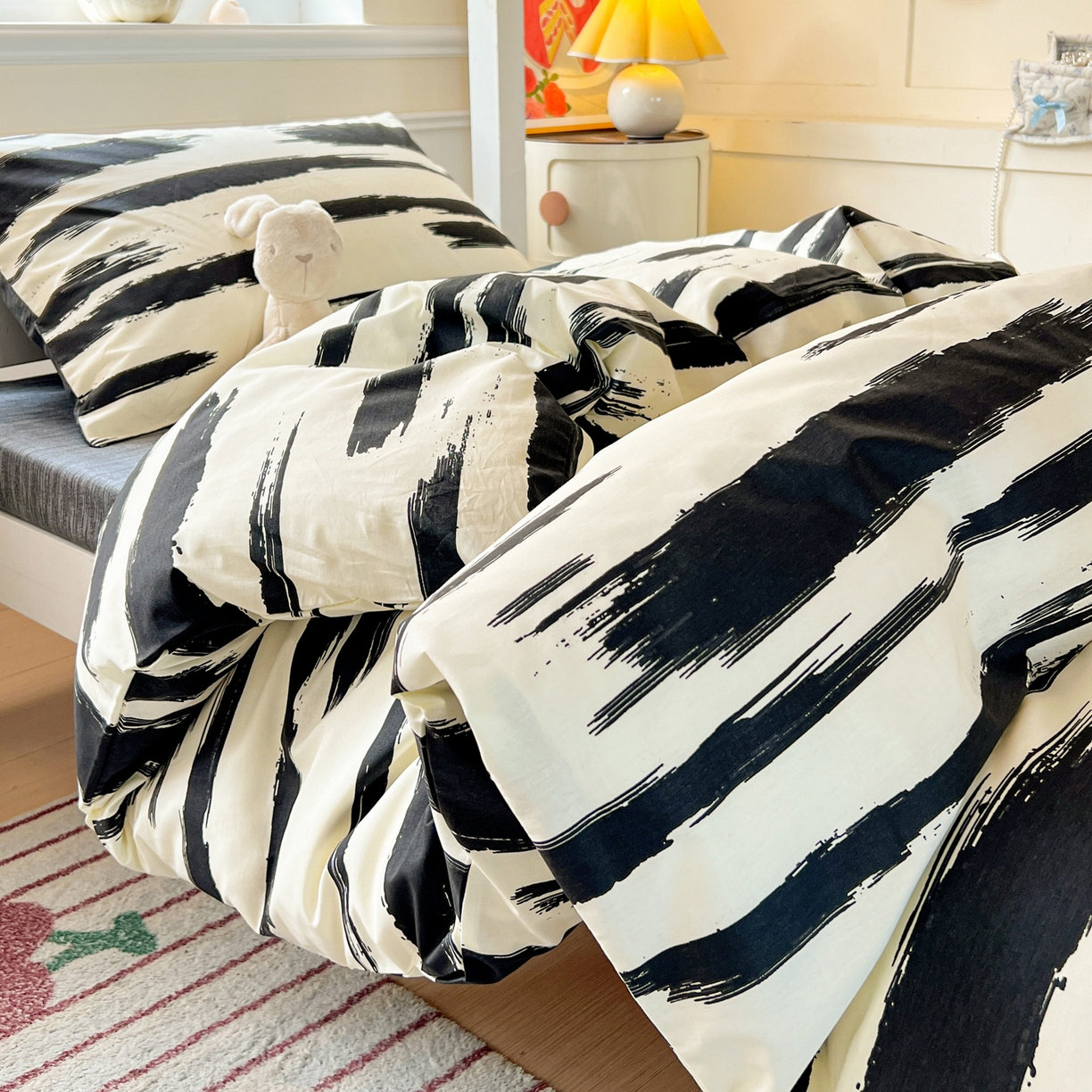 91家纺网 家纺一手货源 找家纺 西引力 2025新款全棉印花学生宿舍三件套四件套 云端