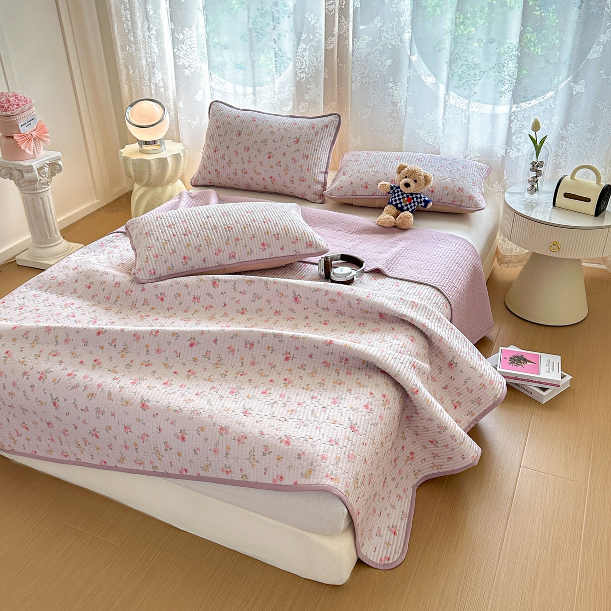 91家纺网 家纺一手货源 找家纺 （总）恒尚居 2025新款莫代尔天丝夏季床盖印花夹棉床单三件套床褥垫-系列一