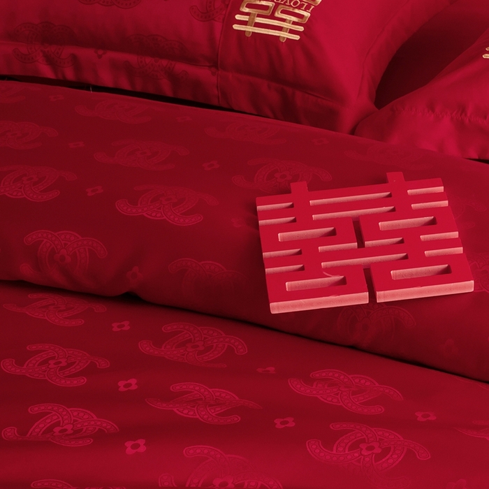 91家纺网 家纺一手货源 找家纺 卓缦家纺 2025新款提花刺绣婚庆四件套 永恒