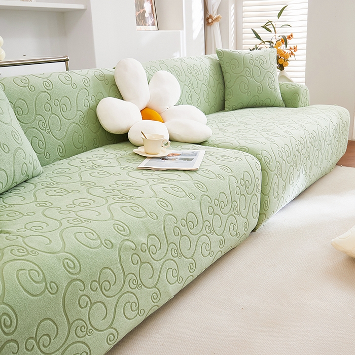 91家纺网 家纺一手货源 找家纺 （总）丝绮鹿 2025新款雕花绒沙发套年华（直排松紧款）