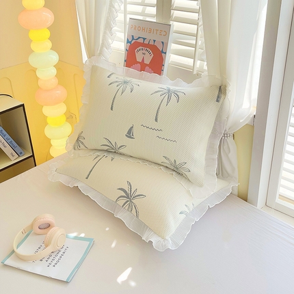 91家纺网 家纺一手货源 找家纺 芯宜佳 2025年新款冰豆豆花边单人枕套 一帆风顺-兰