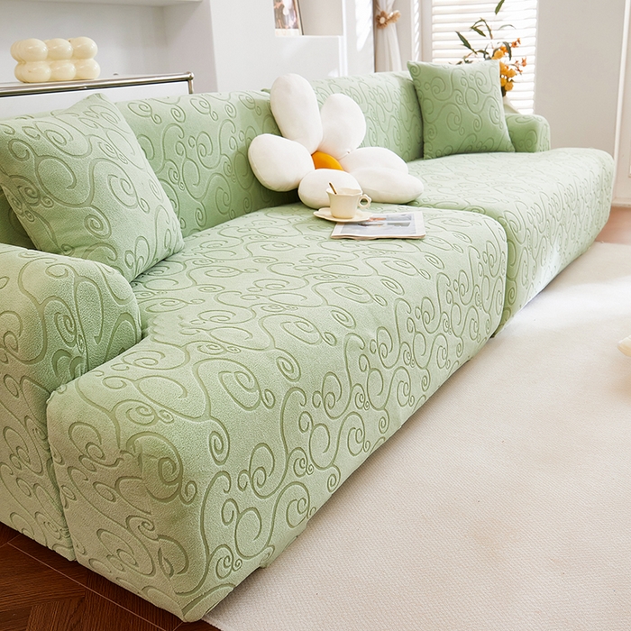 91家纺网 家纺一手货源 找家纺 （总）丝绮鹿 2025新款雕花绒沙发套年华（直排松紧款）