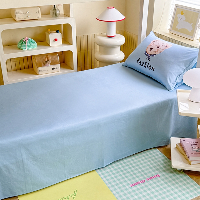 91家纺网 家纺一手货源 找家纺 新方向 2025新款全棉长绒棉纯棉数码印花卡通三件套四件套-小熊比尔 小熊比尔-蓝