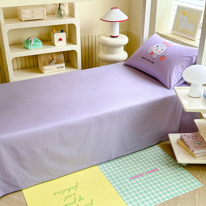 91家纺网 家纺一手货源 找家纺 新方向 2025新款全棉长绒棉纯棉数码印花卡通三件套四件套-甜美兔 甜美兔-紫