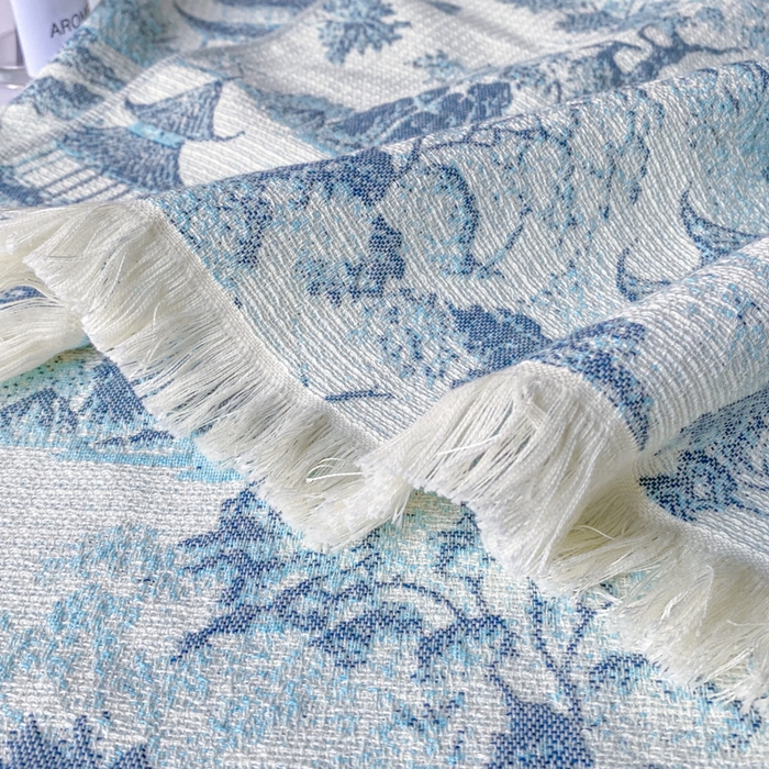 91家纺网 家纺一手货源 找家纺 美宜家 2025新款全棉流苏枕巾高档棉软隔脏防头油枕巾 江南 52*75cm/对