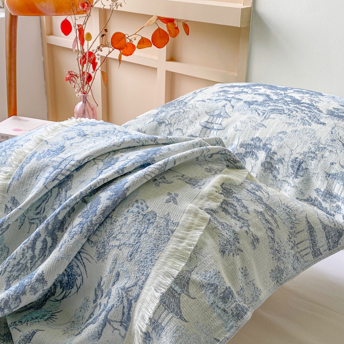 91家纺网 家纺一手货源 找家纺 美宜家 2025新款全棉流苏枕巾高档棉软隔脏防头油枕巾 江南 52*75cm/对