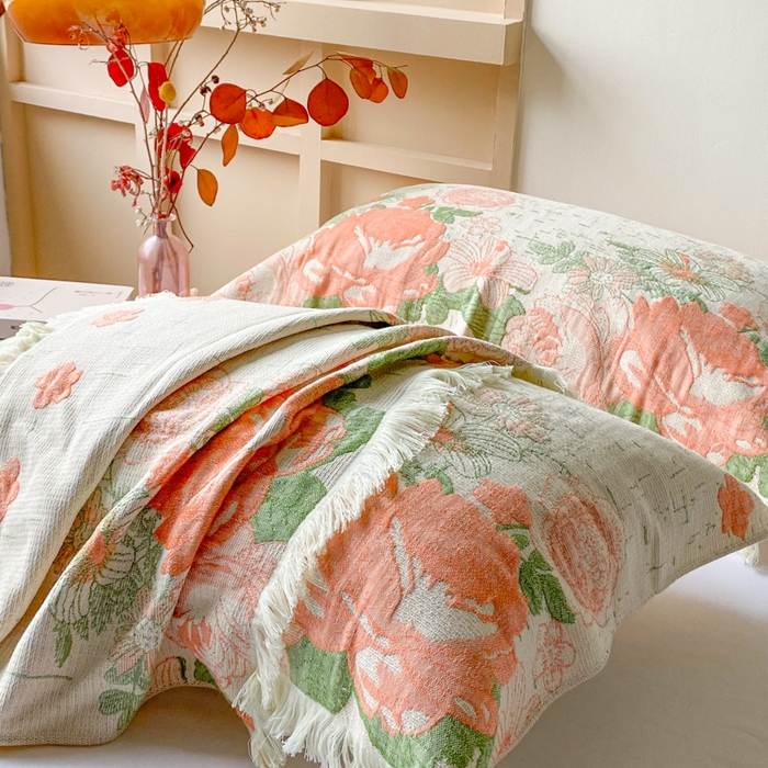 91家纺网 家纺一手货源 找家纺 美宜家 2025新款全棉流苏枕巾高档棉软隔脏防头油枕巾 繁华 52*75cm/对