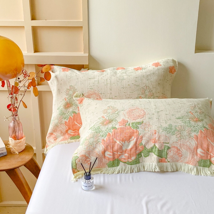 91家纺网 家纺一手货源 找家纺 美宜家 2025新款全棉流苏枕巾高档棉软隔脏防头油枕巾 繁华 52*75cm/对