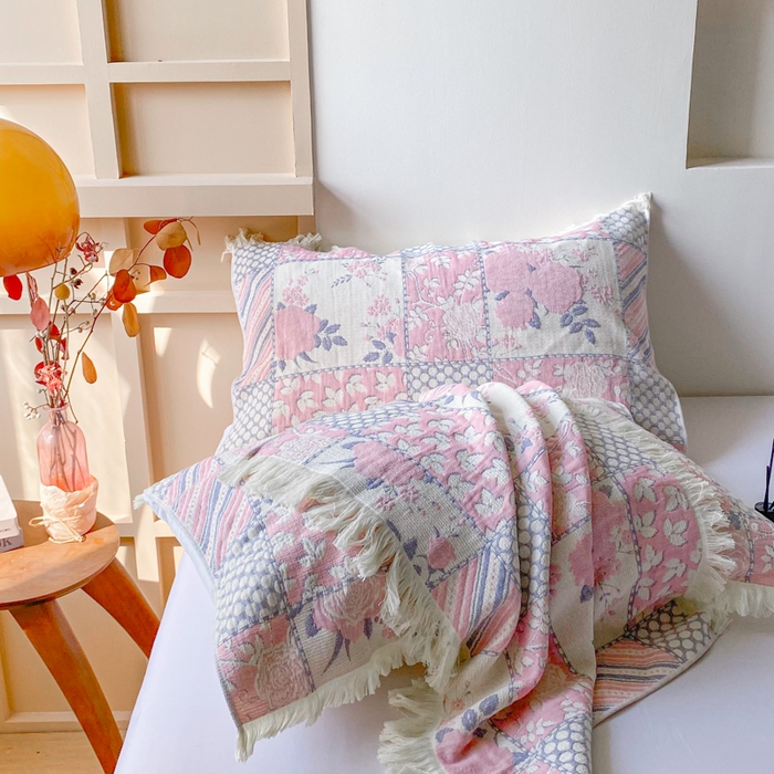 美宜家 2025新款全棉流苏枕巾高档棉软隔脏防头油枕巾 似锦 52*75cm/对