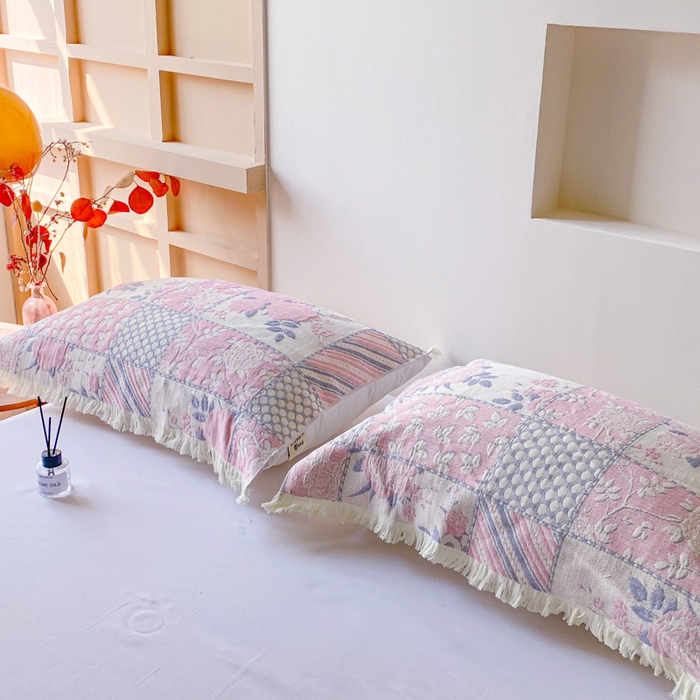 91家纺网 家纺一手货源 找家纺 美宜家 2025新款全棉流苏枕巾高档棉软隔脏防头油枕巾 似锦 52*75cm/对