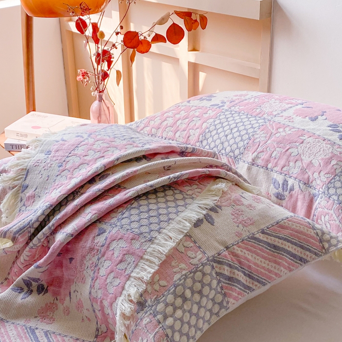 91家纺网 家纺一手货源 找家纺 美宜家 2025新款全棉流苏枕巾高档棉软隔脏防头油枕巾 似锦 52*75cm/对