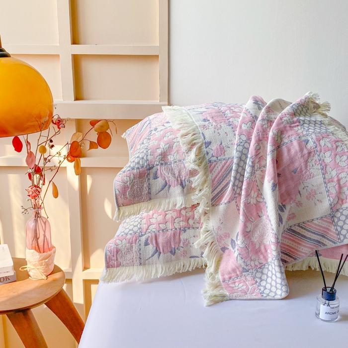 91家纺网 家纺一手货源 找家纺 美宜家 2025新款全棉流苏枕巾高档棉软隔脏防头油枕巾 似锦 52*75cm/对