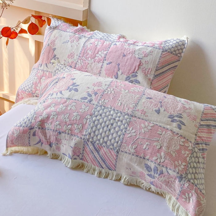 91家纺网 家纺一手货源 找家纺 美宜家 2025新款全棉流苏枕巾高档棉软隔脏防头油枕巾 似锦 52*75cm/对