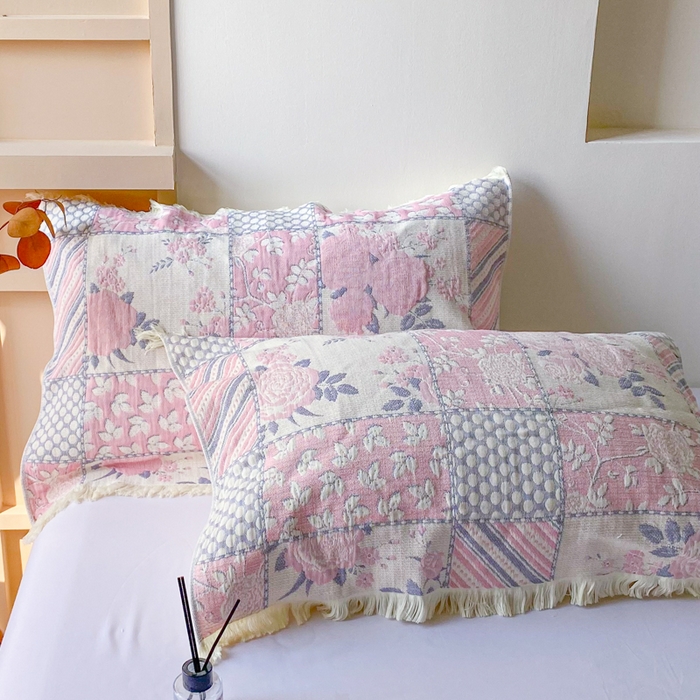 91家纺网 家纺一手货源 找家纺 美宜家 2025新款全棉流苏枕巾高档棉软隔脏防头油枕巾 似锦 52*75cm/对