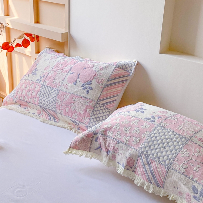 91家纺网 家纺一手货源 找家纺 美宜家 2025新款全棉流苏枕巾高档棉软隔脏防头油枕巾 似锦 52*75cm/对